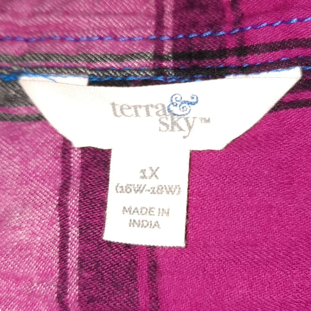 Terra & Sky women's flannel shirt size 1x (16w-18w) - Picture 2 of 7